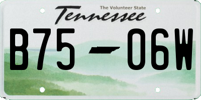 TN license plate B7506W