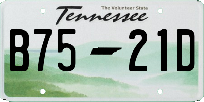 TN license plate B7521D