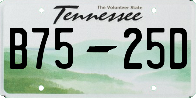 TN license plate B7525D