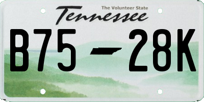 TN license plate B7528K