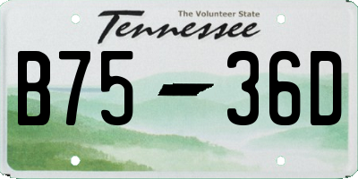 TN license plate B7536D