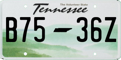 TN license plate B7536Z