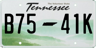 TN license plate B7541K