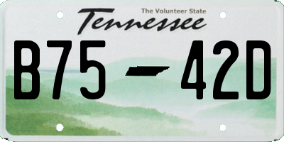 TN license plate B7542D
