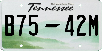TN license plate B7542M