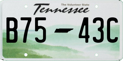 TN license plate B7543C