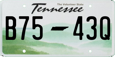 TN license plate B7543Q