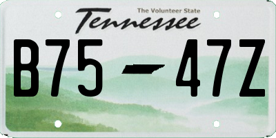 TN license plate B7547Z