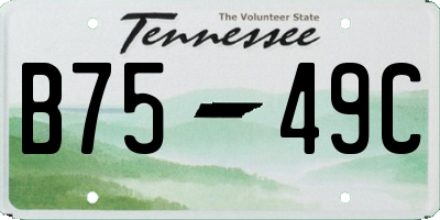 TN license plate B7549C