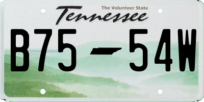 TN license plate B7554W