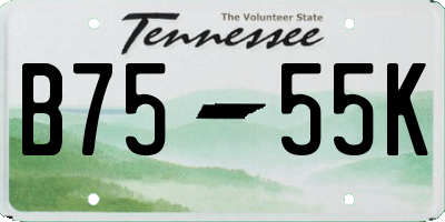 TN license plate B7555K