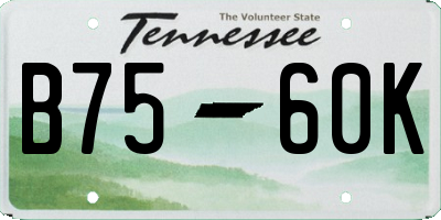 TN license plate B7560K