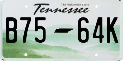 TN license plate B7564K