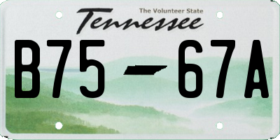 TN license plate B7567A