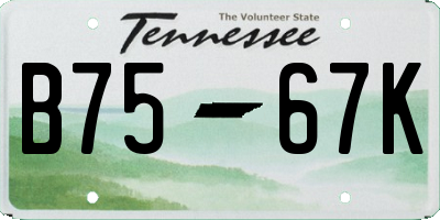 TN license plate B7567K