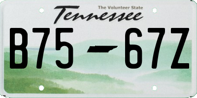 TN license plate B7567Z