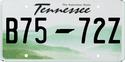 TN license plate B7572Z