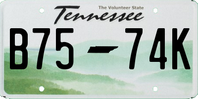 TN license plate B7574K