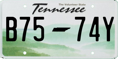 TN license plate B7574Y