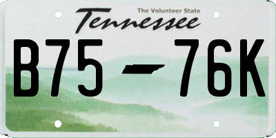 TN license plate B7576K