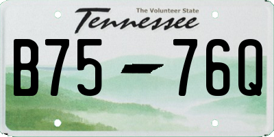 TN license plate B7576Q