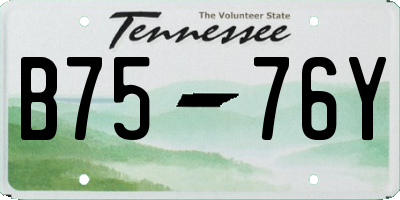 TN license plate B7576Y