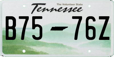 TN license plate B7576Z
