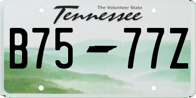 TN license plate B7577Z