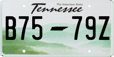 TN license plate B7579Z