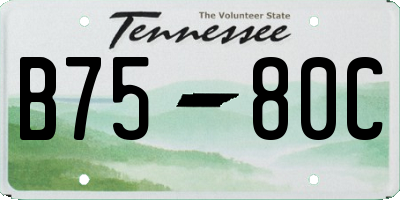 TN license plate B7580C