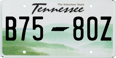 TN license plate B7580Z