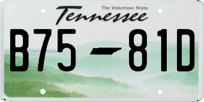TN license plate B7581D
