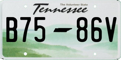 TN license plate B7586V