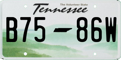 TN license plate B7586W