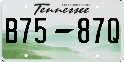 TN license plate B7587Q