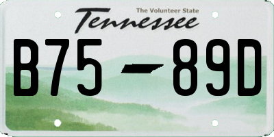 TN license plate B7589D