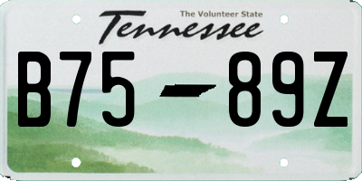 TN license plate B7589Z