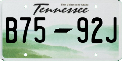 TN license plate B7592J