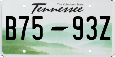 TN license plate B7593Z