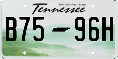 TN license plate B7596H