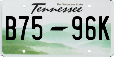 TN license plate B7596K