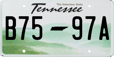 TN license plate B7597A