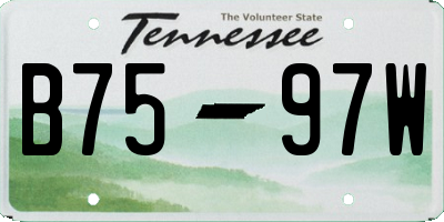 TN license plate B7597W