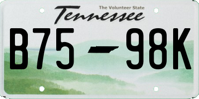 TN license plate B7598K