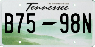 TN license plate B7598N