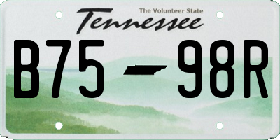 TN license plate B7598R