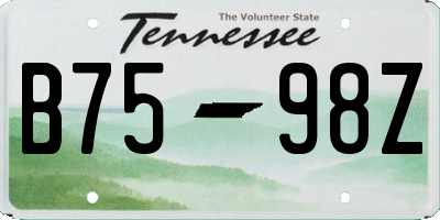 TN license plate B7598Z