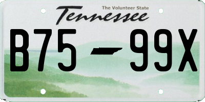 TN license plate B7599X