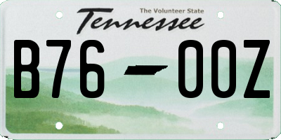 TN license plate B7600Z