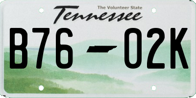 TN license plate B7602K